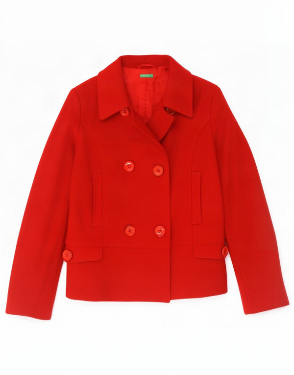 Benetton Chaquetón Niña 11-12 Años 2XL Lana Roja