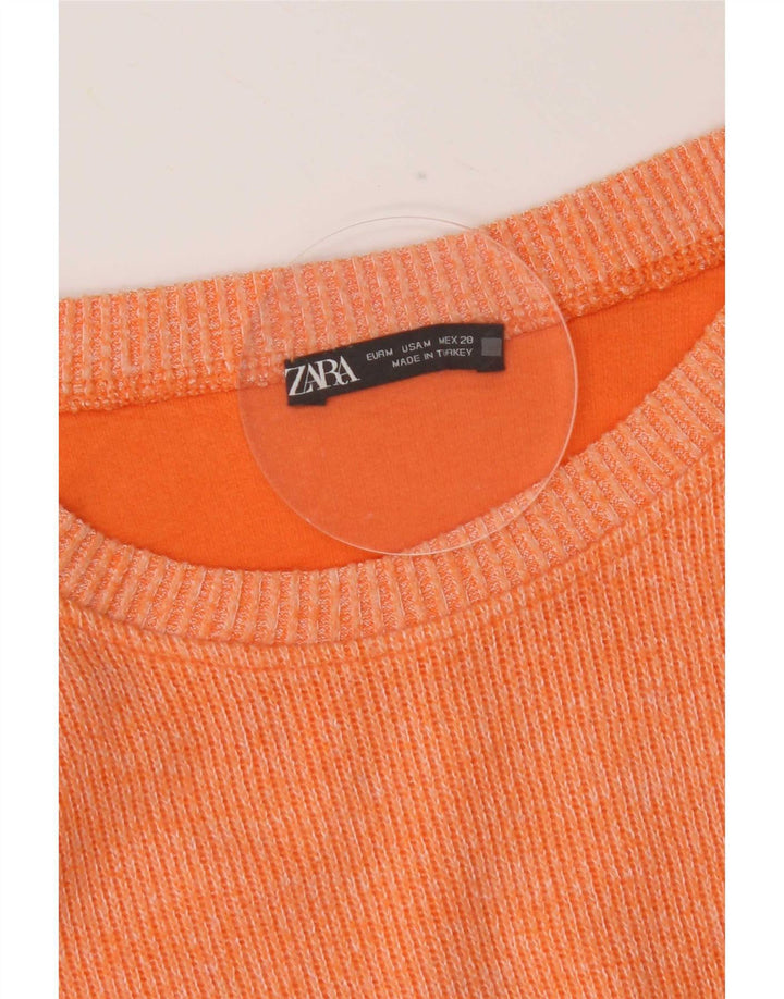 Zara Mujer Crop Top Manga Larga UK 44 Medio Naranja