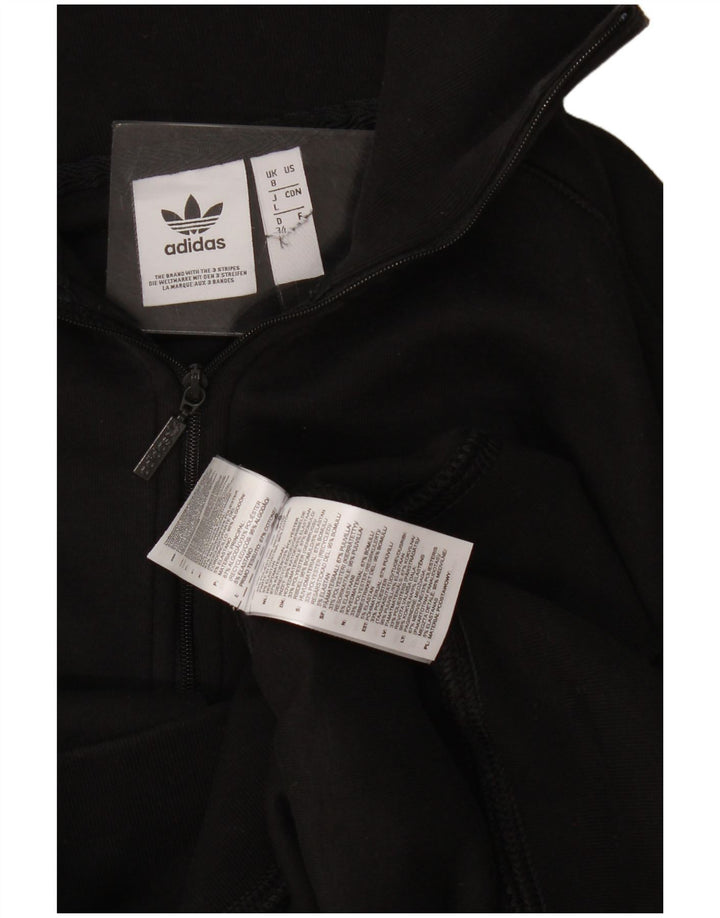 Adidas Mujer Oversize Graphic Zip Neck Sudadera Jumper UK 8 Small Negro