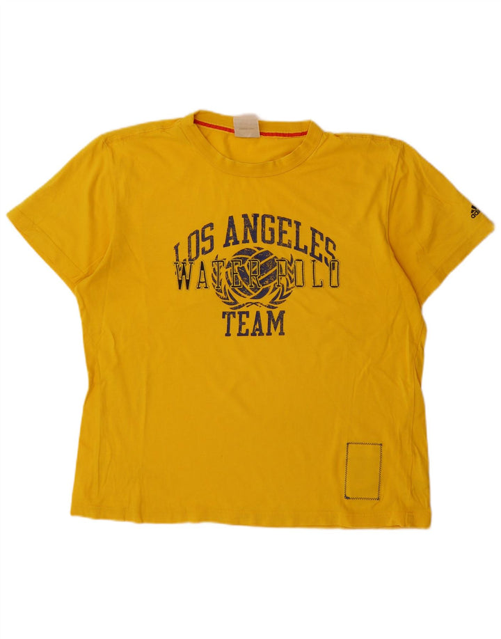 ADIDAS Camiseta gráfica para hombre Top grande de algodón amarillo