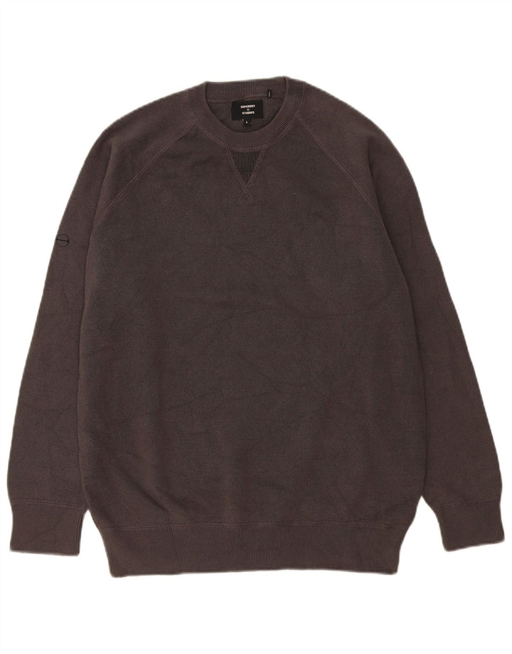 Superdry Sudadera tipo jersey para hombre de algodón gris grande