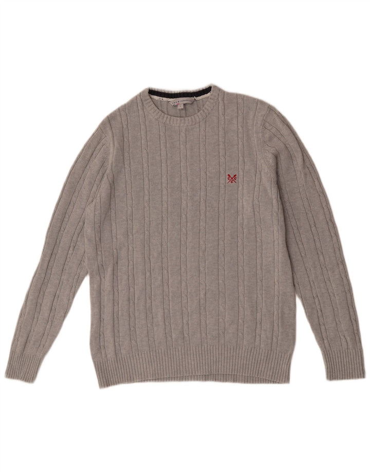 Crew Clothing - Jersey de cuello redondo para hombre, talla grande, algodón gris