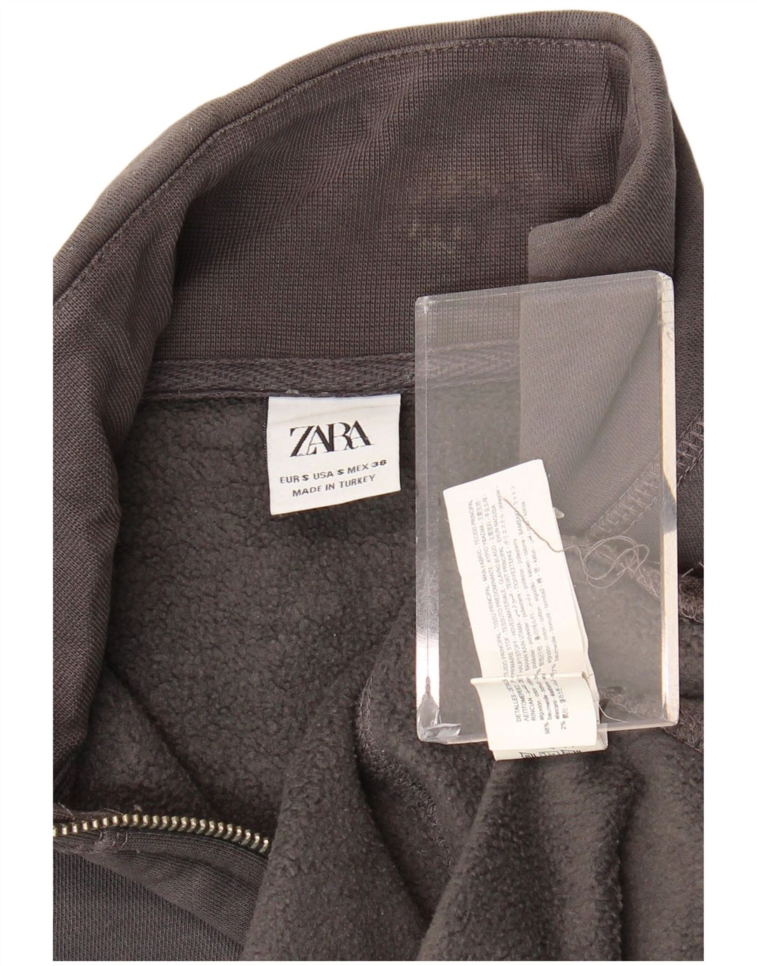 Zara Hombre Zip Neck Sudadera Jumper Small Gris Poliéster