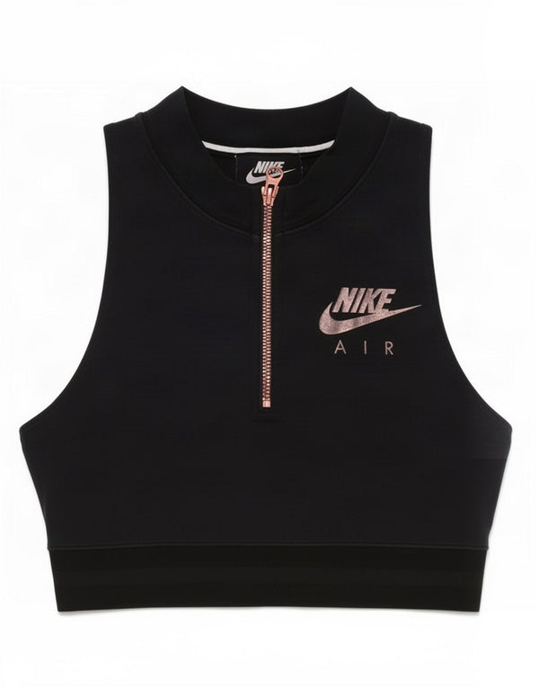 Nike - Camiseta sin mangas con cremallera y cuello para mujer, talla 6, XS, algodón negro