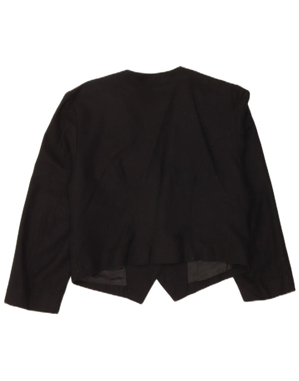 Vintage mujer crop gráfico 3/4 manga chaqueta bolero EU 38 medio negro