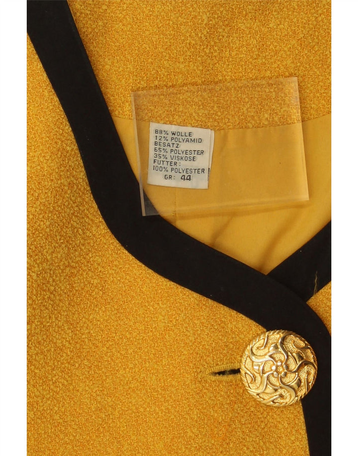 VINTAGE Womens 3 Button Blazer Jacket EU 44 XL Yellow Wool Vintage Vintage and Second-Hand Vintage from Messina Hembry 