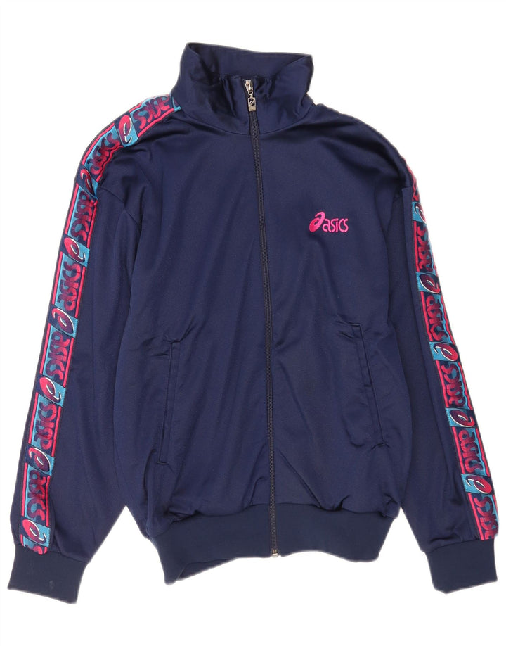 Asics Mujer Graphic Chándal Top Chaqueta IT 42 Medio Azul Marino Poliamida