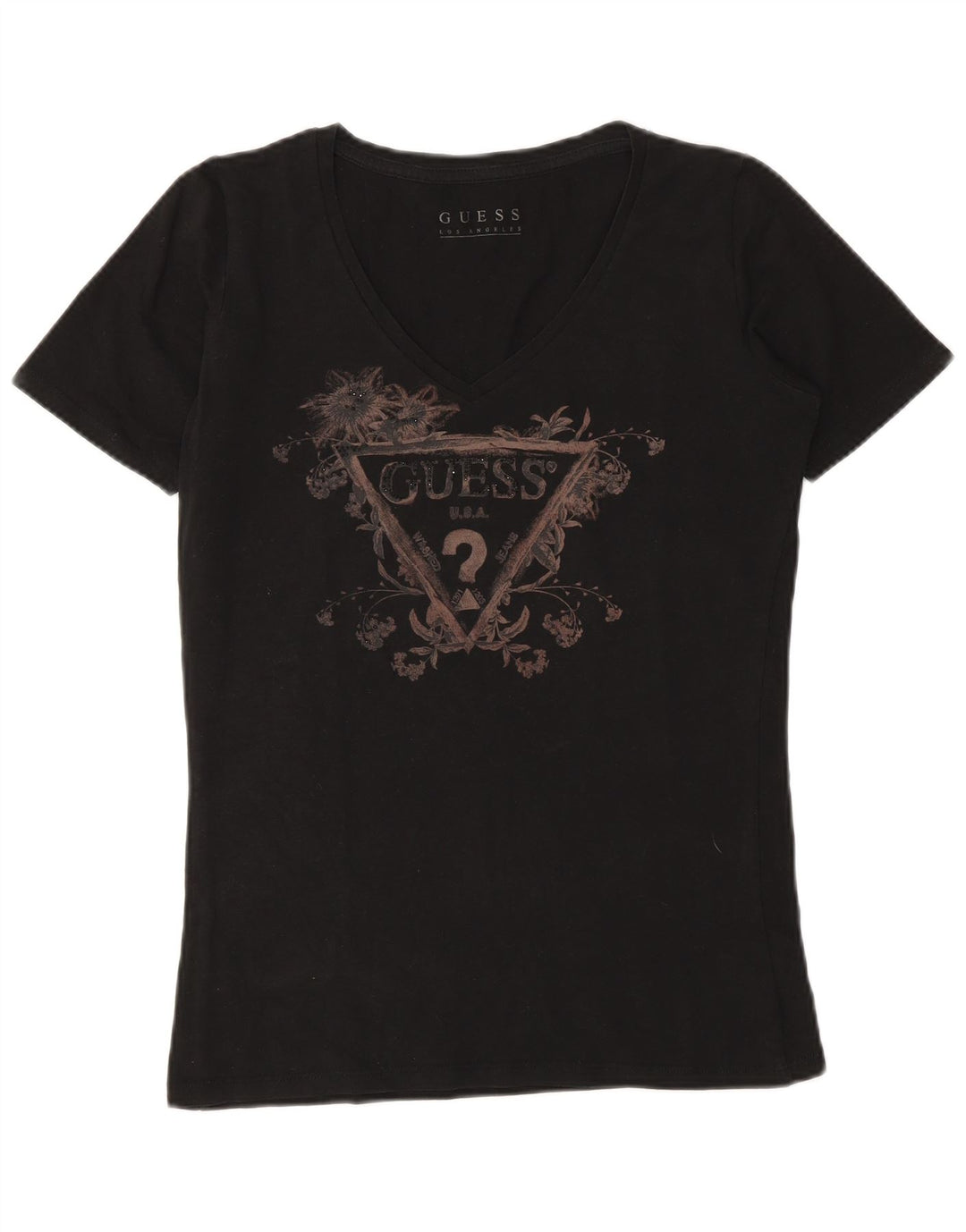 Guess Camiseta gráfica para mujer Top UK 12 Medium Black