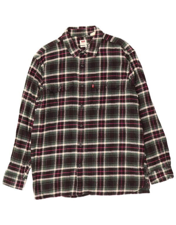 Levi's Camisa de franela con ajuste relajado de algodón a cuadros multicolores grandes para hombre