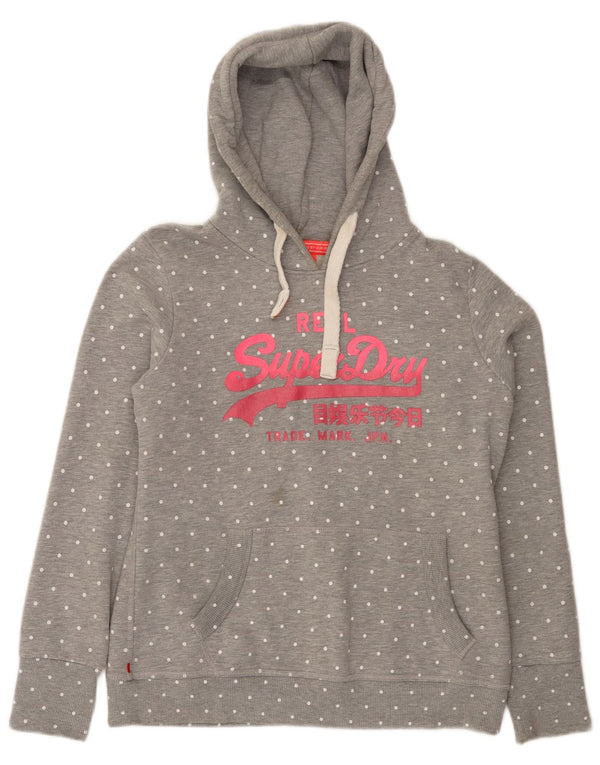 Superdry Jersey con capucha gráfica para mujer UK 40 XL Algodón con lunares grises