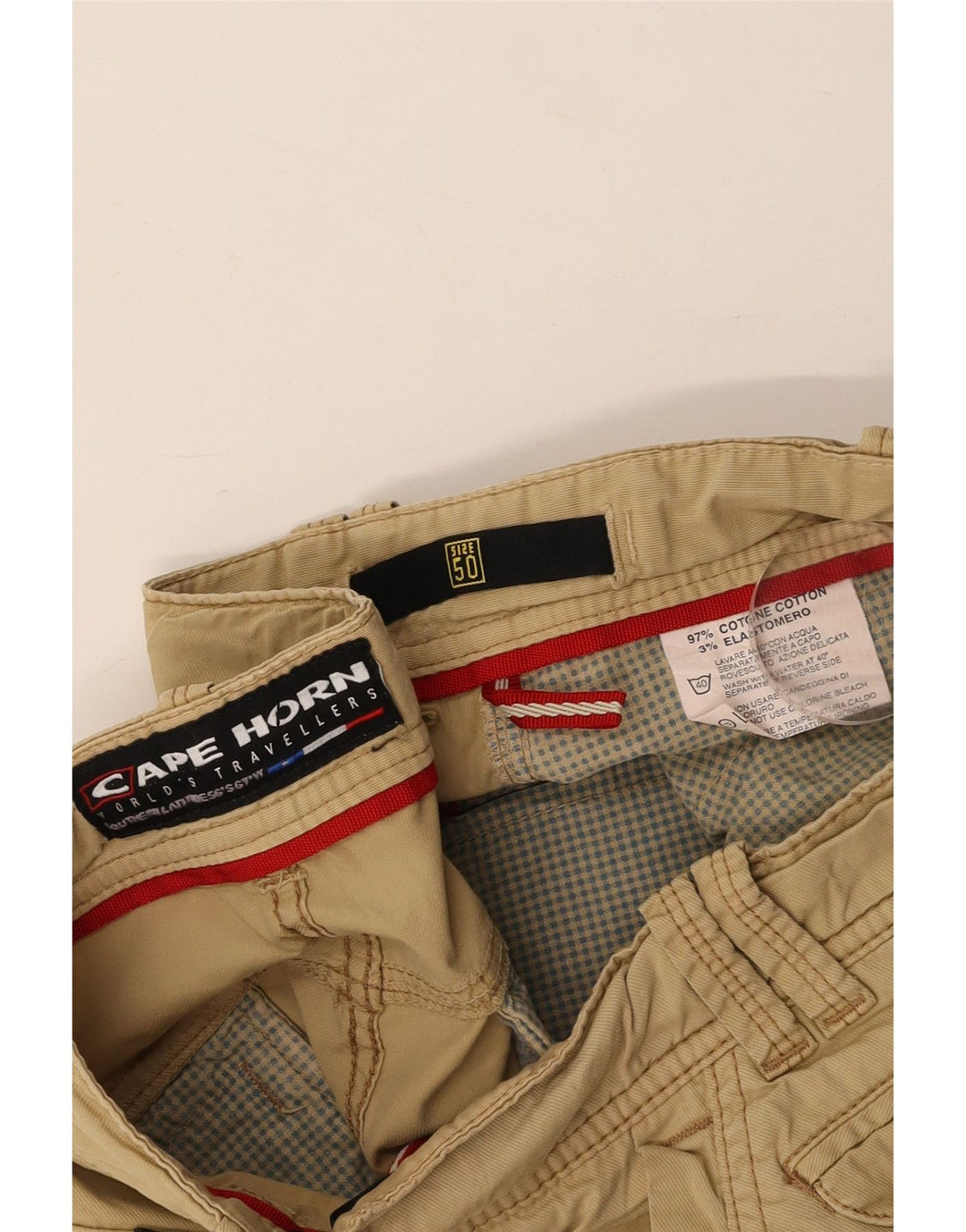 CAPE HORN Pantalones cortos chinos para hombre IT 50 Large W36 Algodón beige