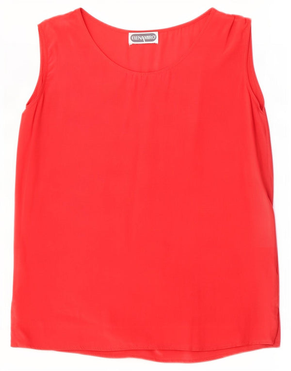 ELENA MIRO Blusa sin mangas para mujer UK 46 Large Seda roja