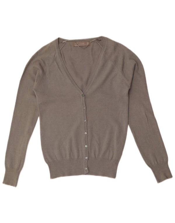 Zara Mujer Cárdigan Suéter UK 6 XS Algodón Gris