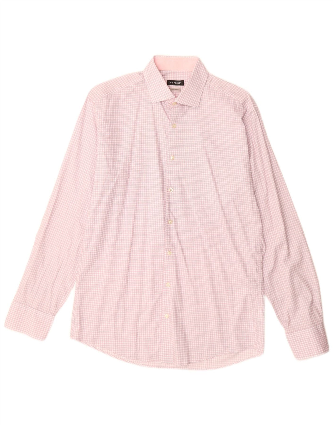 Roy Robson Camisa de corte regular para hombre Talla 39 15 1/2 Algodón a cuadros rosa mediano