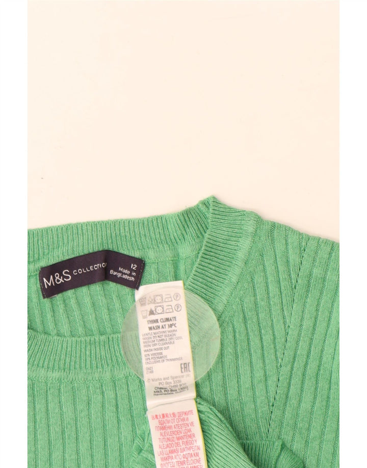 MARKS & SPENCER Suéter tipo jersey con cuello redondo para mujer UK 40 Verde medio