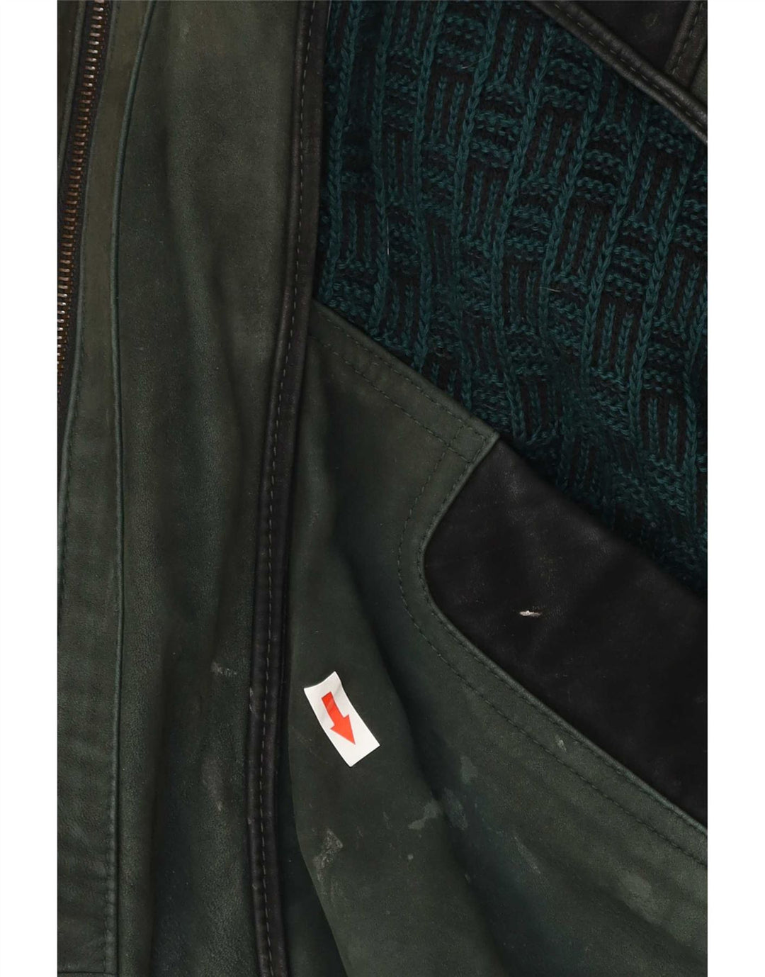 Chaqueta de cuero vintage para hombre EU 52 XL Bloque de color verde