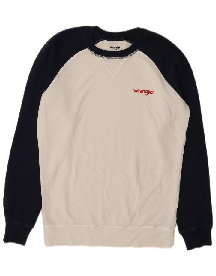 Wrangler Sudadera tipo jersey para hombre Small White Colorblock