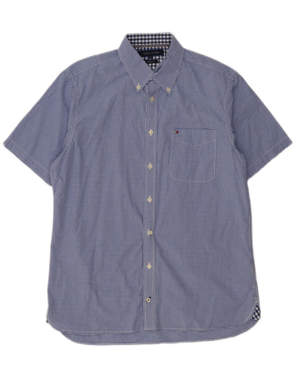 TOMMY HILFIGER Camisa de manga corta de corte regular para hombre Vichy azul medio