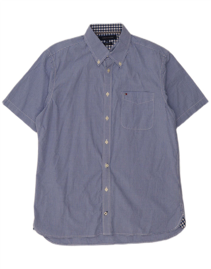 TOMMY HILFIGER Camisa de manga corta de corte regular para hombre Vichy azul medio