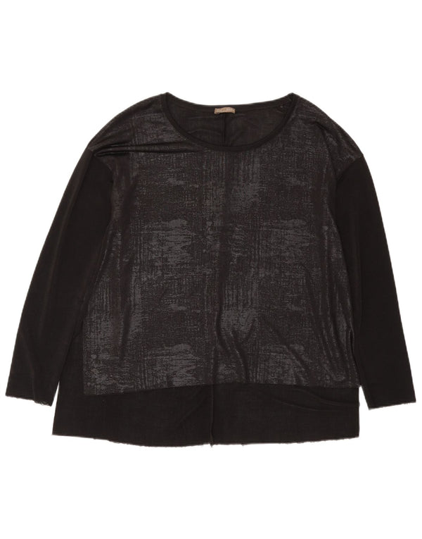 Zara Mujer Loose Fit Top Manga Larga UK 44 Medio Negro Geométrico