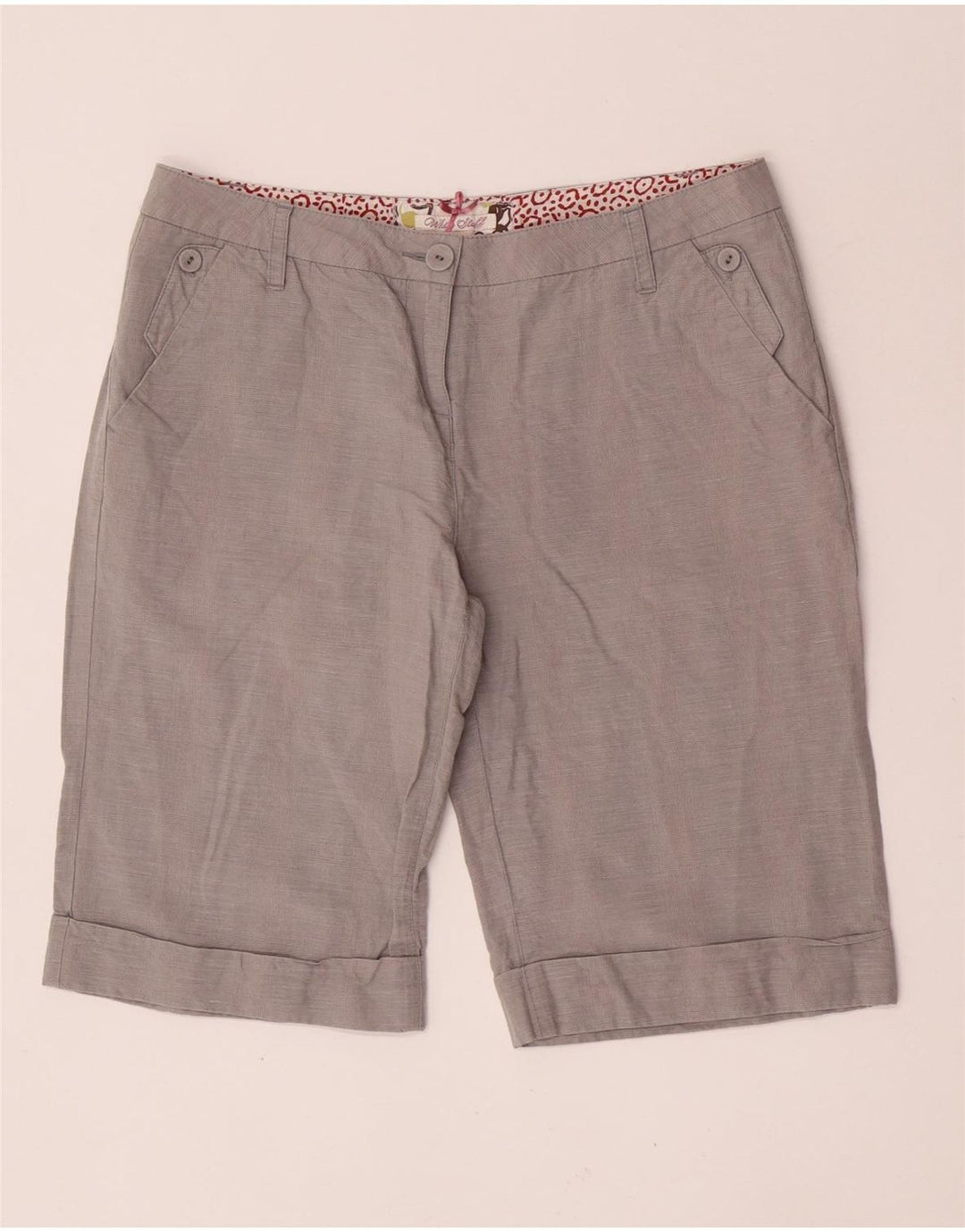 WHITE STUFF Pantalones cortos chinos para mujer UK 14 Large W32 Grey Linen