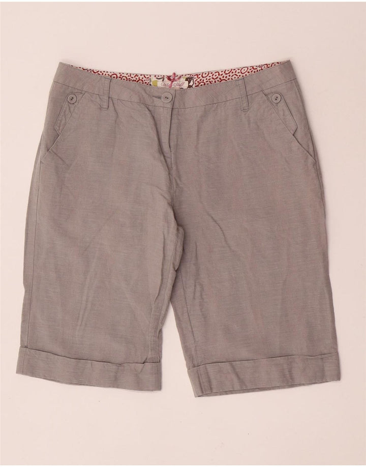 WHITE STUFF Pantalones cortos chinos para mujer UK 14 Large W32 Grey Linen