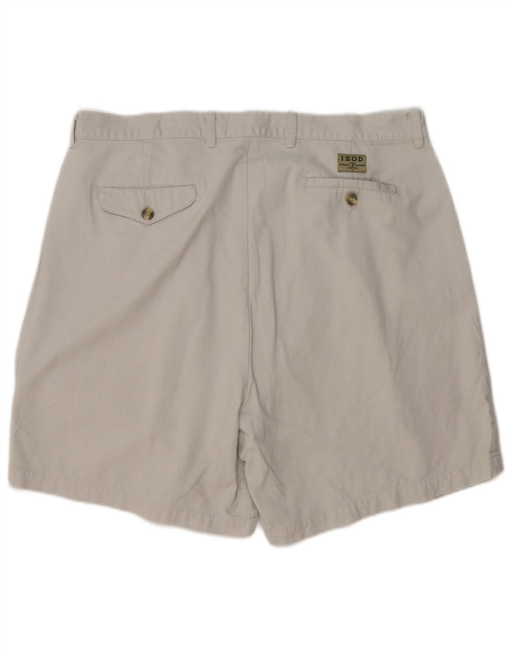 Izod Mens Pegged Chino Shorts W38 XL Algodón Gris