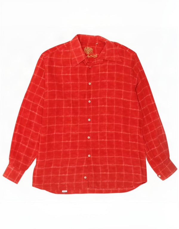 Camisa Morris para hombre XL Seda de rayas rojas