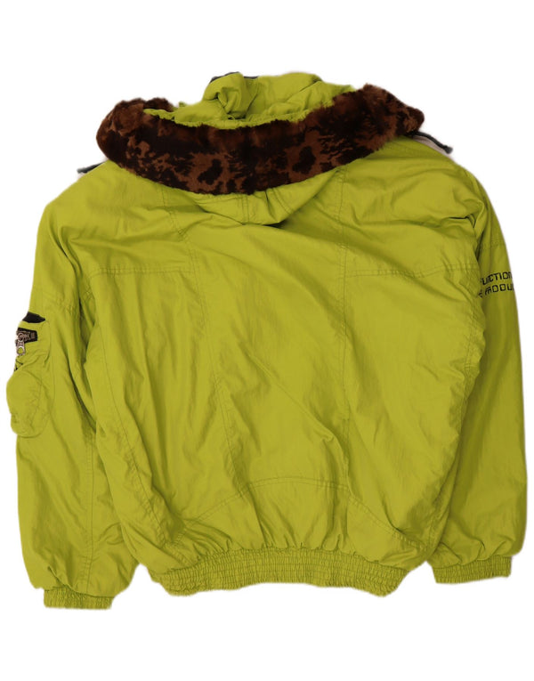 Vintage mujer con capucha chaqueta de esquí de gran tamaño Reino Unido 10 pequeña poliamida verde