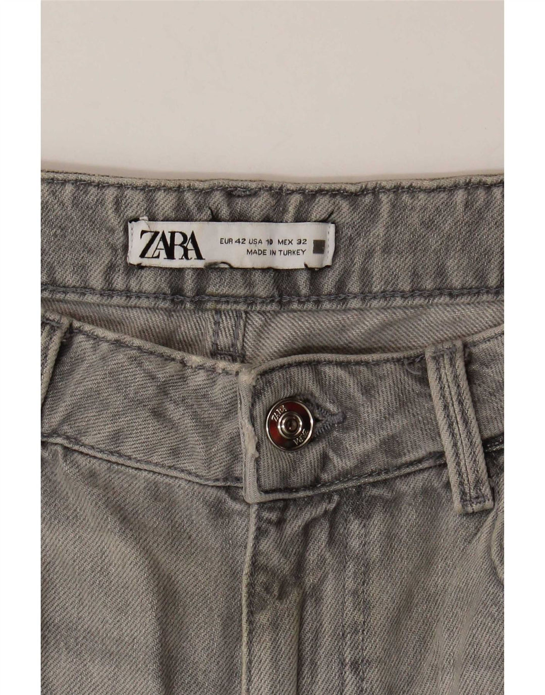 Zara Jeans Cónicos Para Mujer EU 42 Large W32 L27 Gris