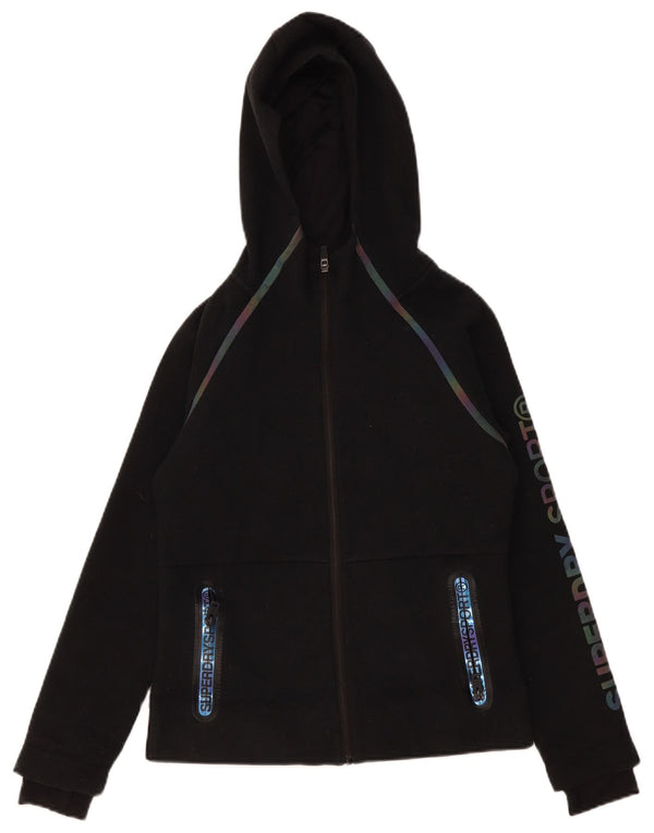 Superdry Sudadera con capucha y cremallera gráfica para mujer UK 40 Small Poliéster negro