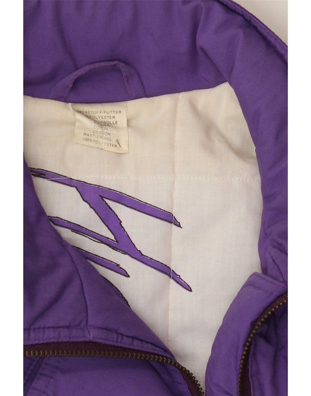 Vintage mujer acolchado abrigo Reino Unido 18 XL poliéster púrpura