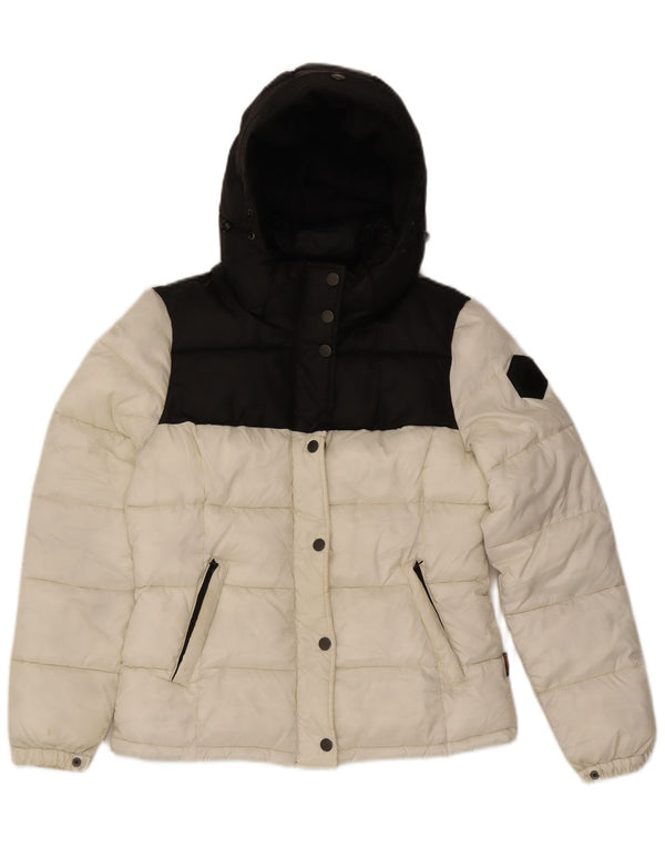 Chaqueta acolchada con capucha para mujer Lumberjack IT 42 Medium White Colourblock