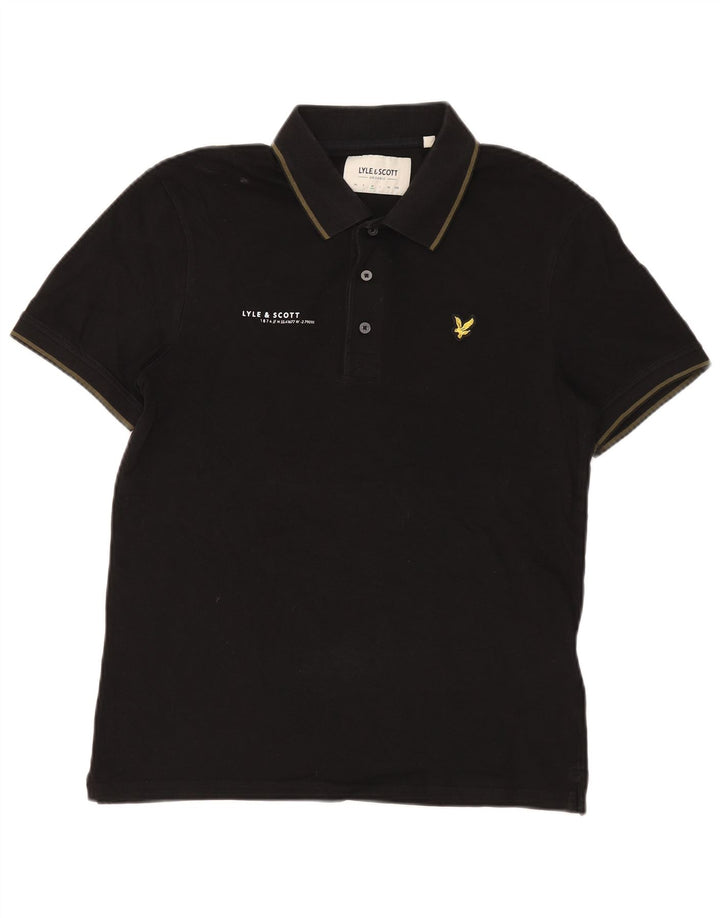 Lyle & Scott Polo para hombre de algodón negro mediano