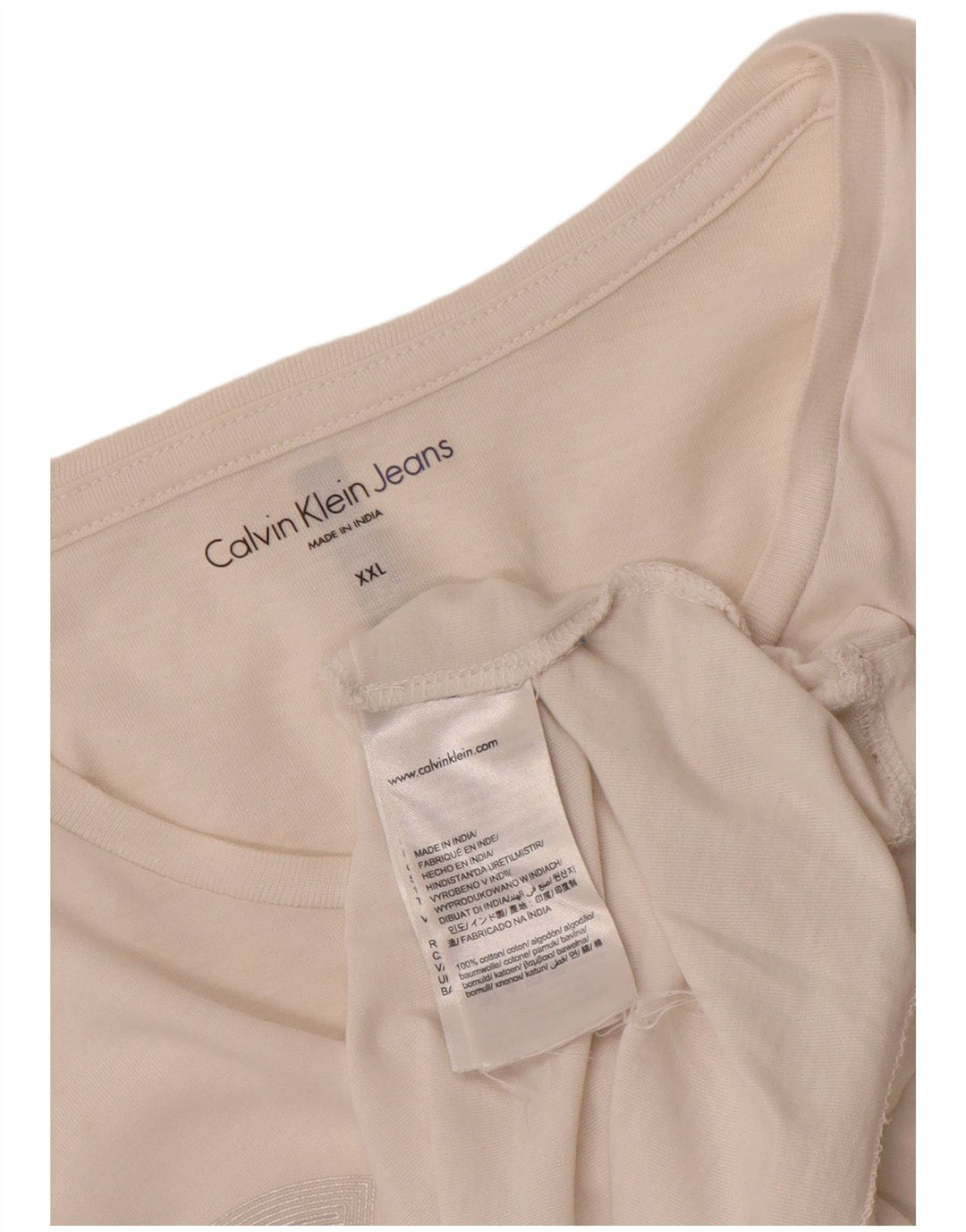 CALVIN KLEIN JEANS Camiseta gráfica para hombre Top 2XL Algodón blanco