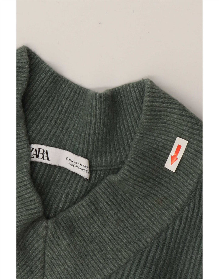 Zara Mujer Jersey Oversize Con Cuello En V UK 44 Acrílico Verde Medio