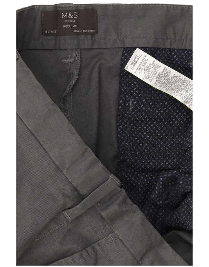 MARKS & SPENCER Pantalón chino de corte regular para hombre W44 L33 Algodón gris