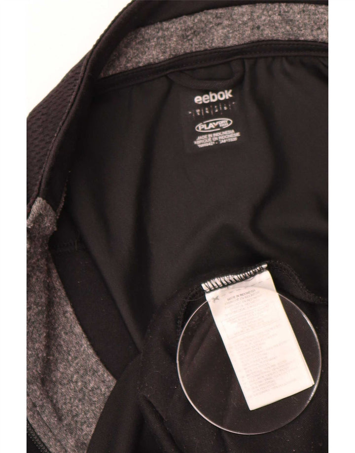 Reebok Mens Graphic Chándal Top Chaqueta Pequeña Poliéster Negro
