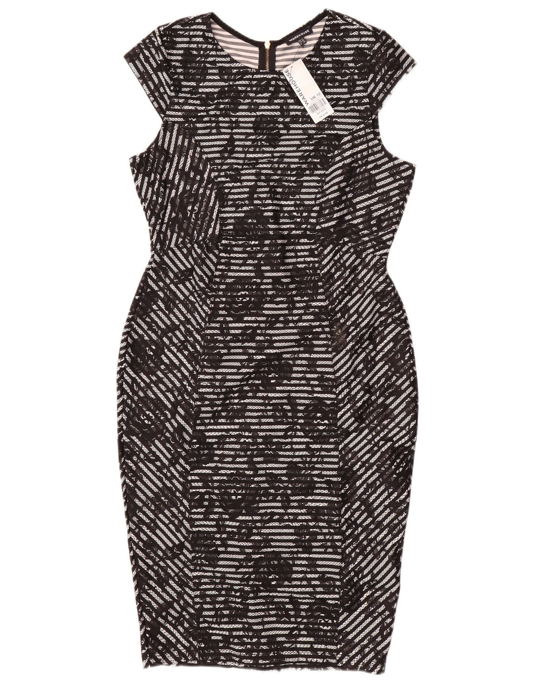 Vestido ajustado para mujer de Warehouse UK 42 Poliéster floral negro mediano