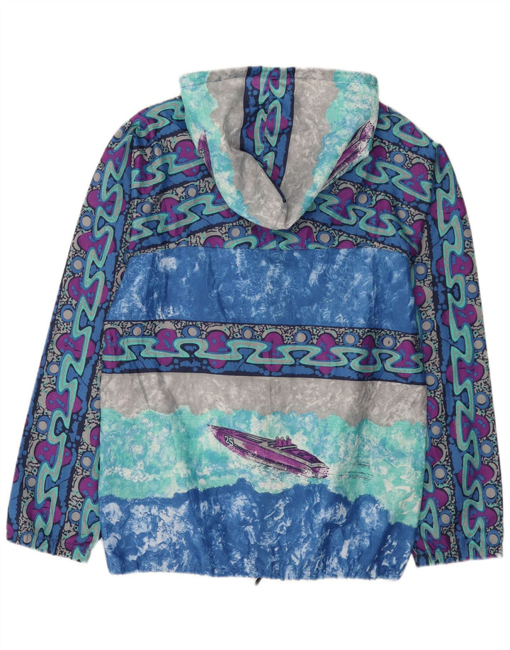 Vintage hombres patrón abstracto chaqueta de lluvia con capucha IT 52 XL multicolor