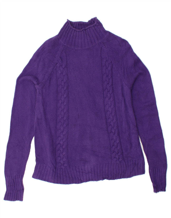 CHAPS Womens Turtle Neck Jumper Sweater UK 14 Medium Purple Cotton Vintage Chaps and Second-Hand Chaps from Messina Hembry 