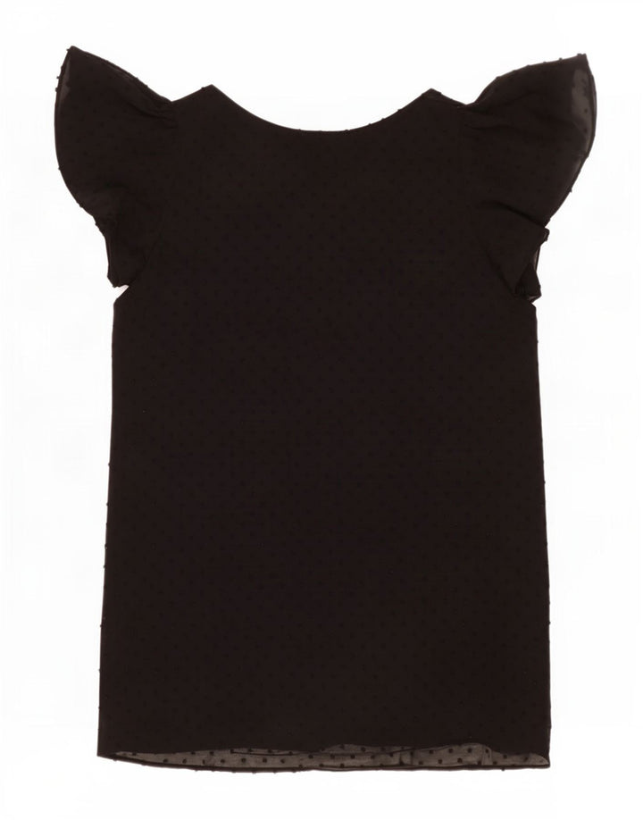 Zara Vestido Básico Mujer UK 40 Pequeño Poliéster Moteado Negro