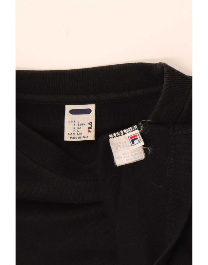 Fila - Camiseta para hombre, talla grande, algodón negro