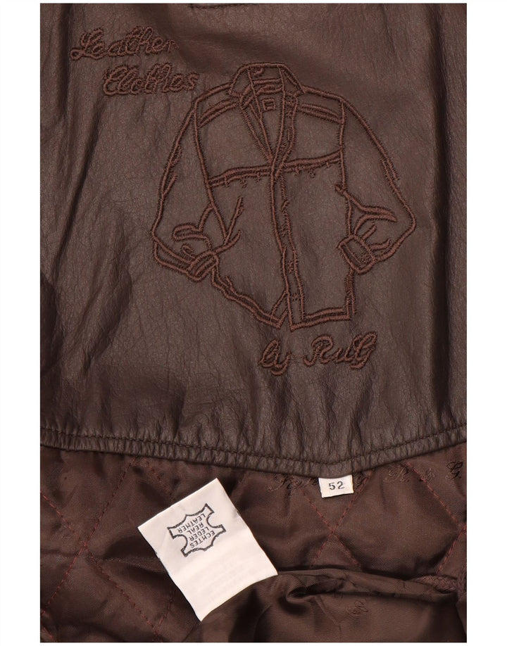 Chaqueta de cuero vintage para hombre IT 52 XL cuero marrón