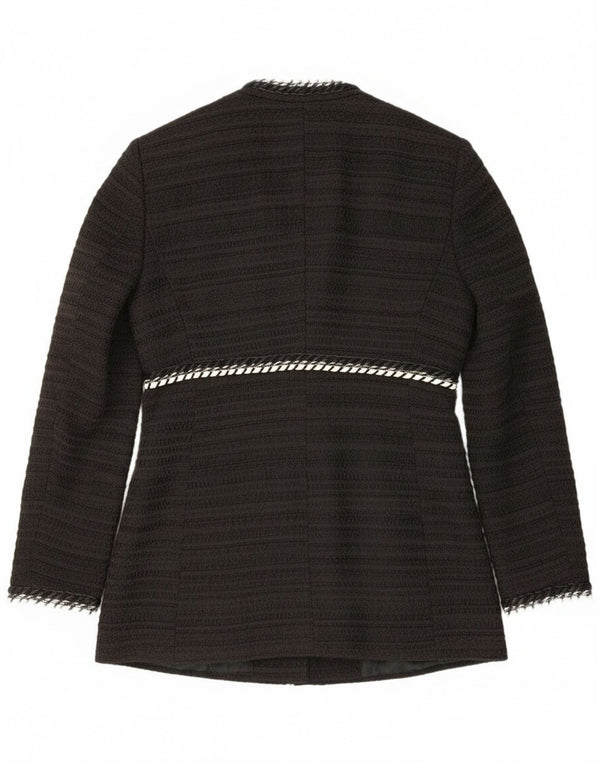 Zara Mujer Chaqueta Americana Abierta Reino Unido 44 Grande Negro