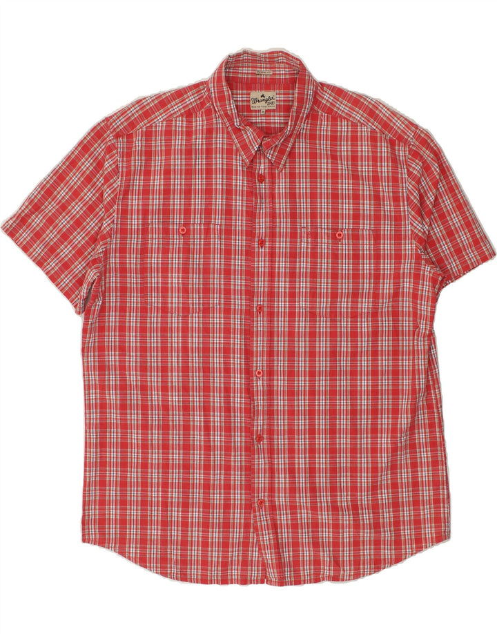 WRANGLER Camisa de manga corta para hombre 2XL Algodón a cuadros rojos