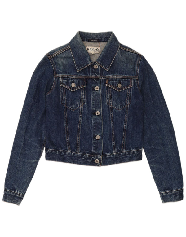 Replay Chaqueta vaquera corta para mujer UK 40 Algodón azul medio