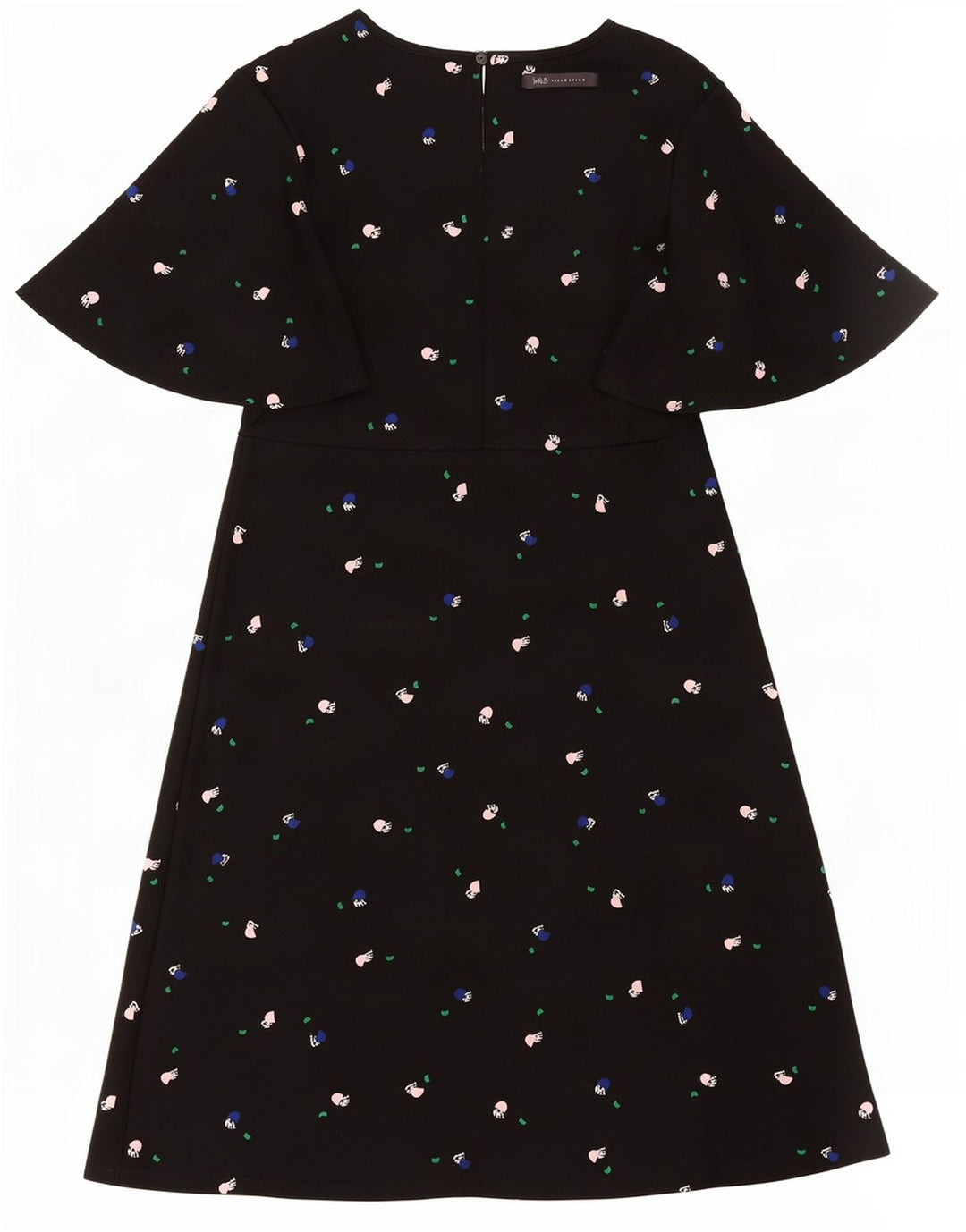 Marks & Spencer Vestido acampanado con estampado abstracto para mujer, talla 40, color negro