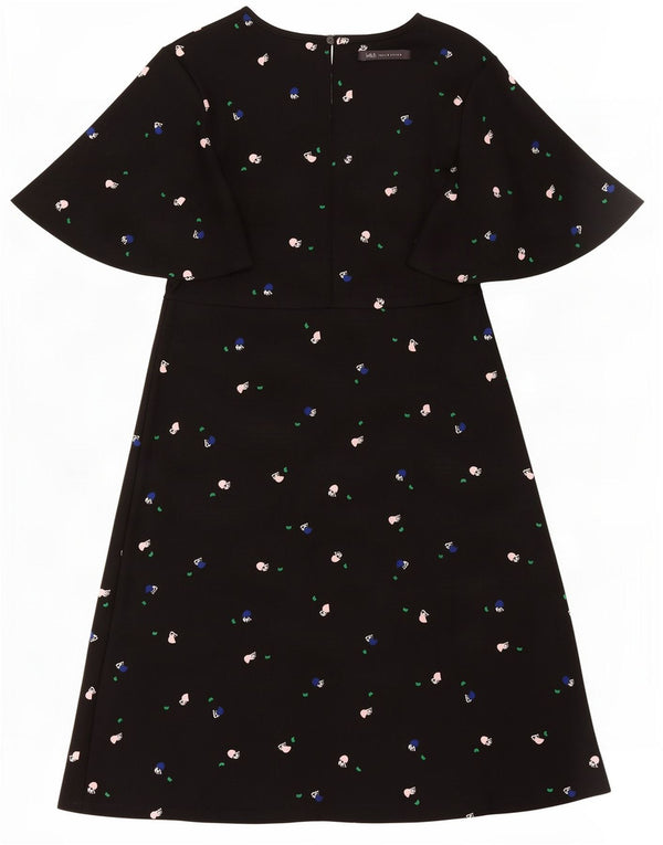 Marks & Spencer Vestido acampanado con estampado abstracto para mujer, talla 40, color negro