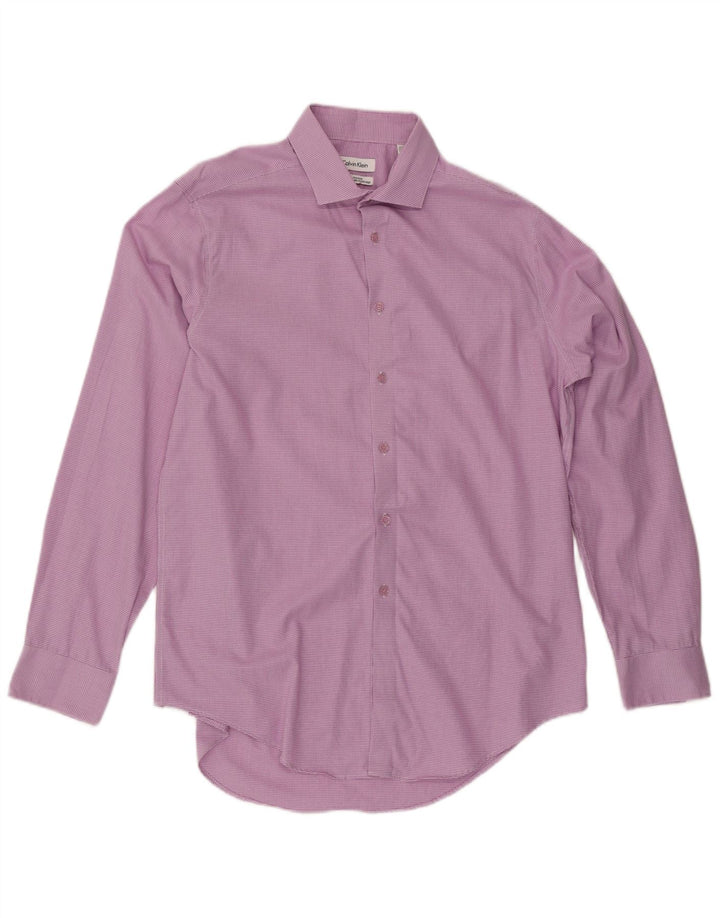 CALVIN KLEIN Camisa ajustada para hombre talla 16 1/2 grande pata de gallo morada